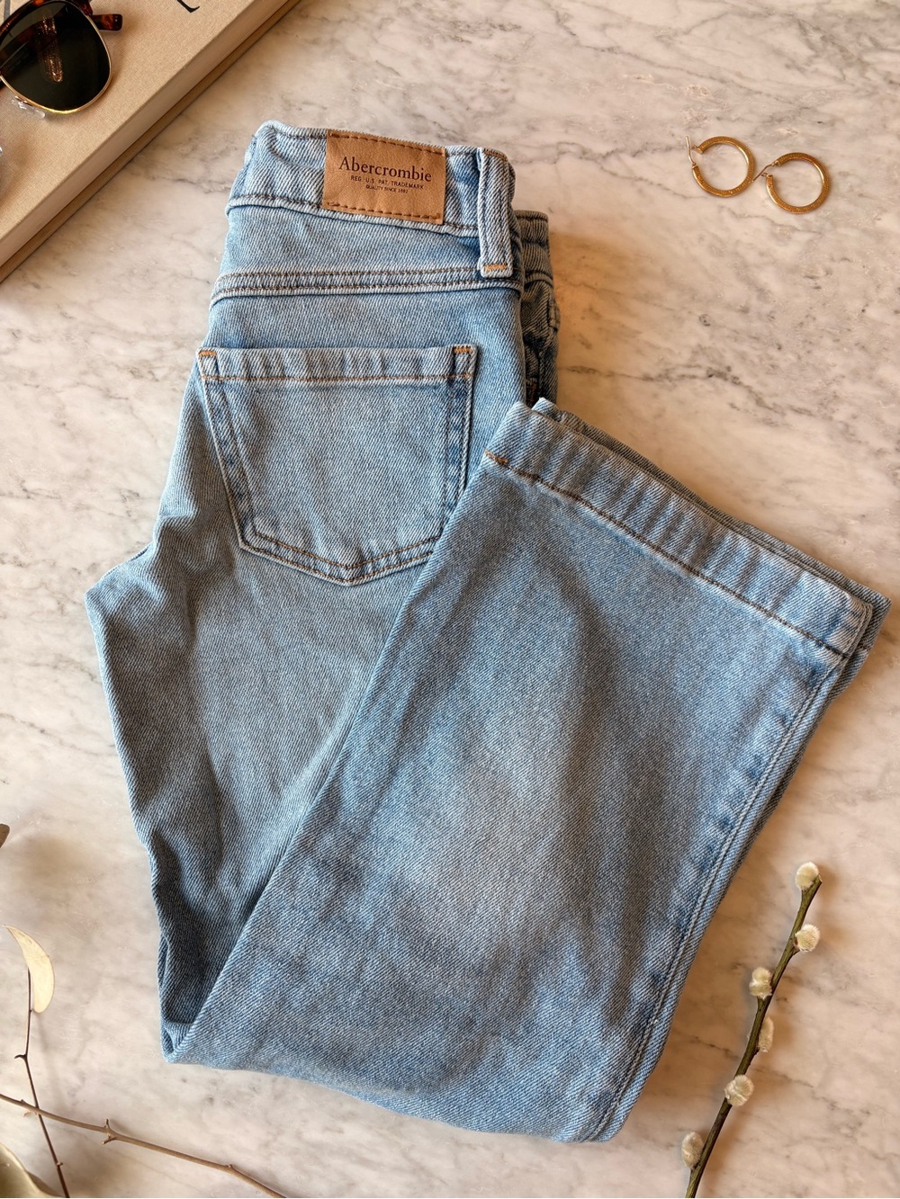 Abercrombie Kids Cargo Jeans | Size 7/8 | Adjustable Waist | Wide Leg